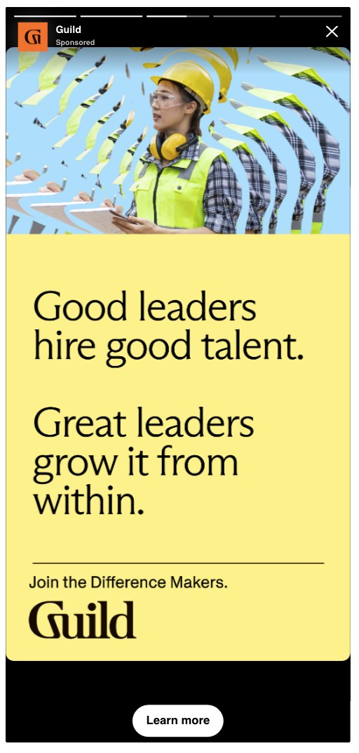 Story ad reading Good leaders hire good talent. Great leaders grow it from within.