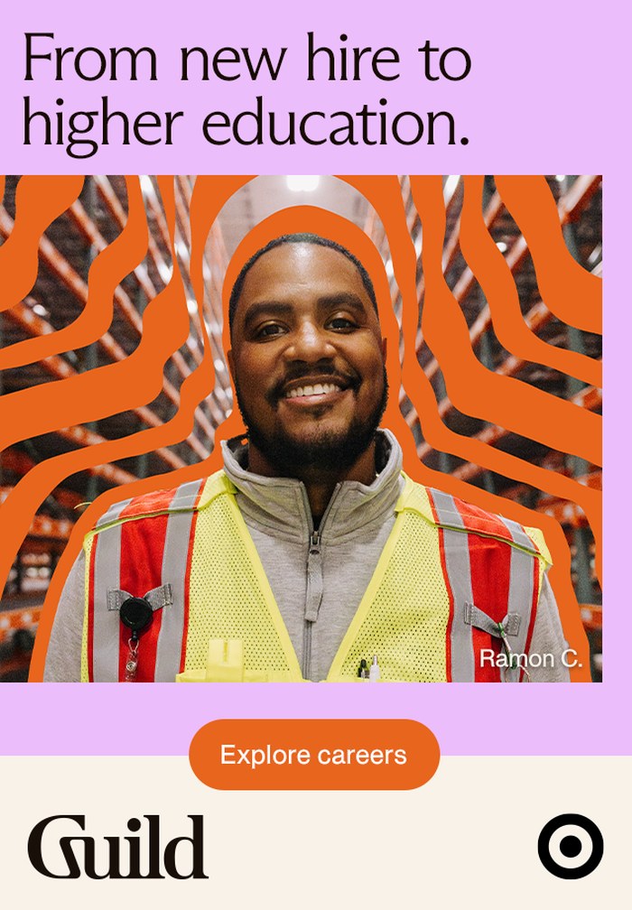 Target display ad reading From new hire to higher education.