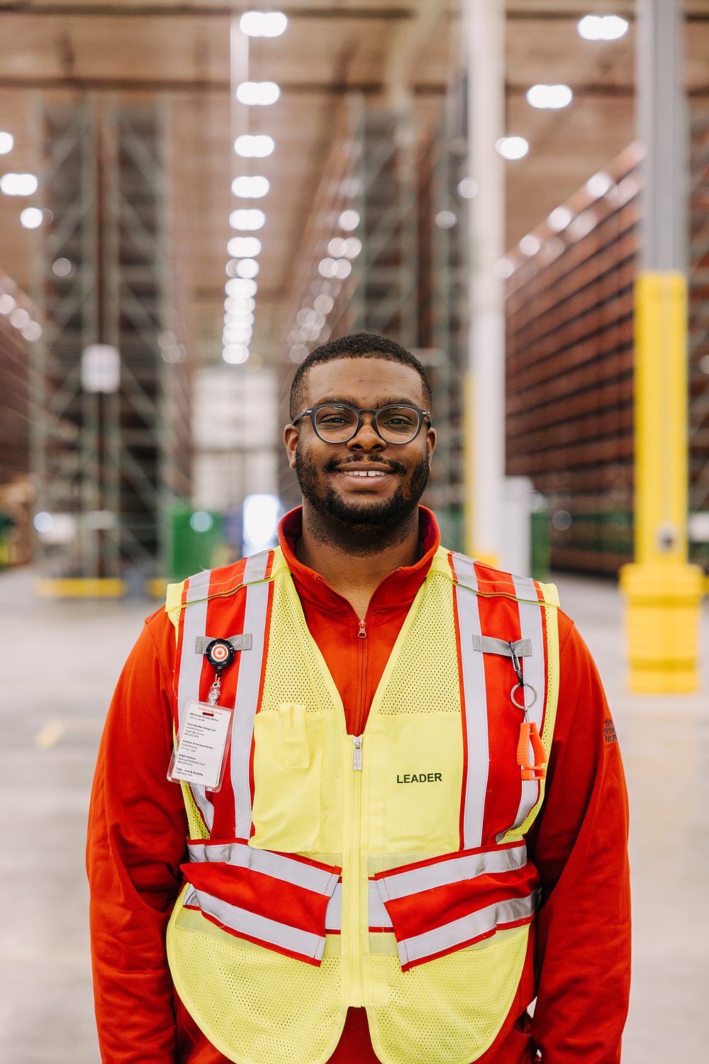 Vaden, a Target team leader, photographed in a distribution centre.