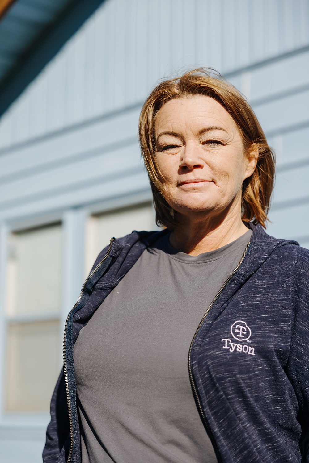 Sherry, a Tyson Foods employee, photographed outside the plant.