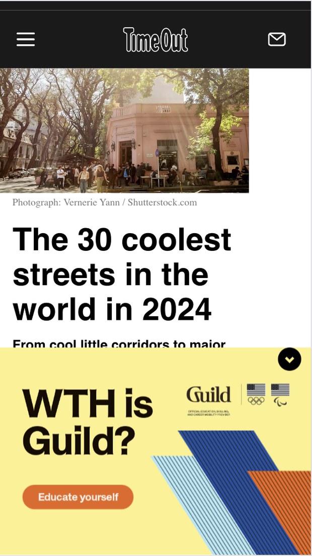 Rich media unit running on Time Out with the WTH is Guild? creative.